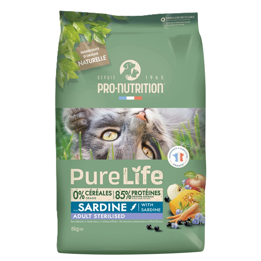 Pro-Nutrition PureLife Cat Sterilized Sardine, 8 kg